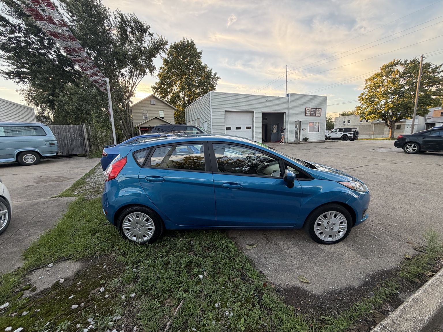 Blue 2017 Ford Fiesta Hatchback side view